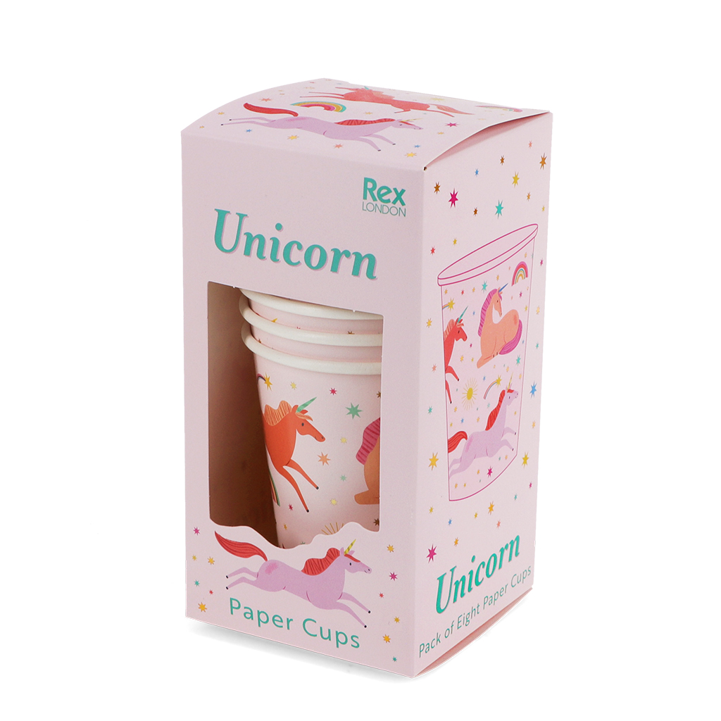 gobelets en carton (lot de 8) - licorne