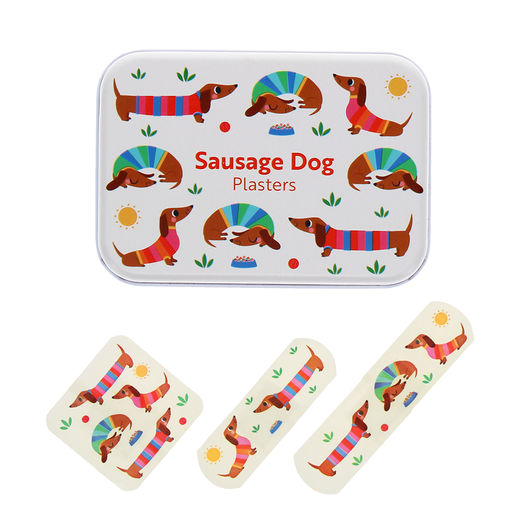 children's plasters in a tin (30 pcs) - sunny sausage dog