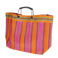 gewebte einkaufstasche mit metallgriffen – pink und orange