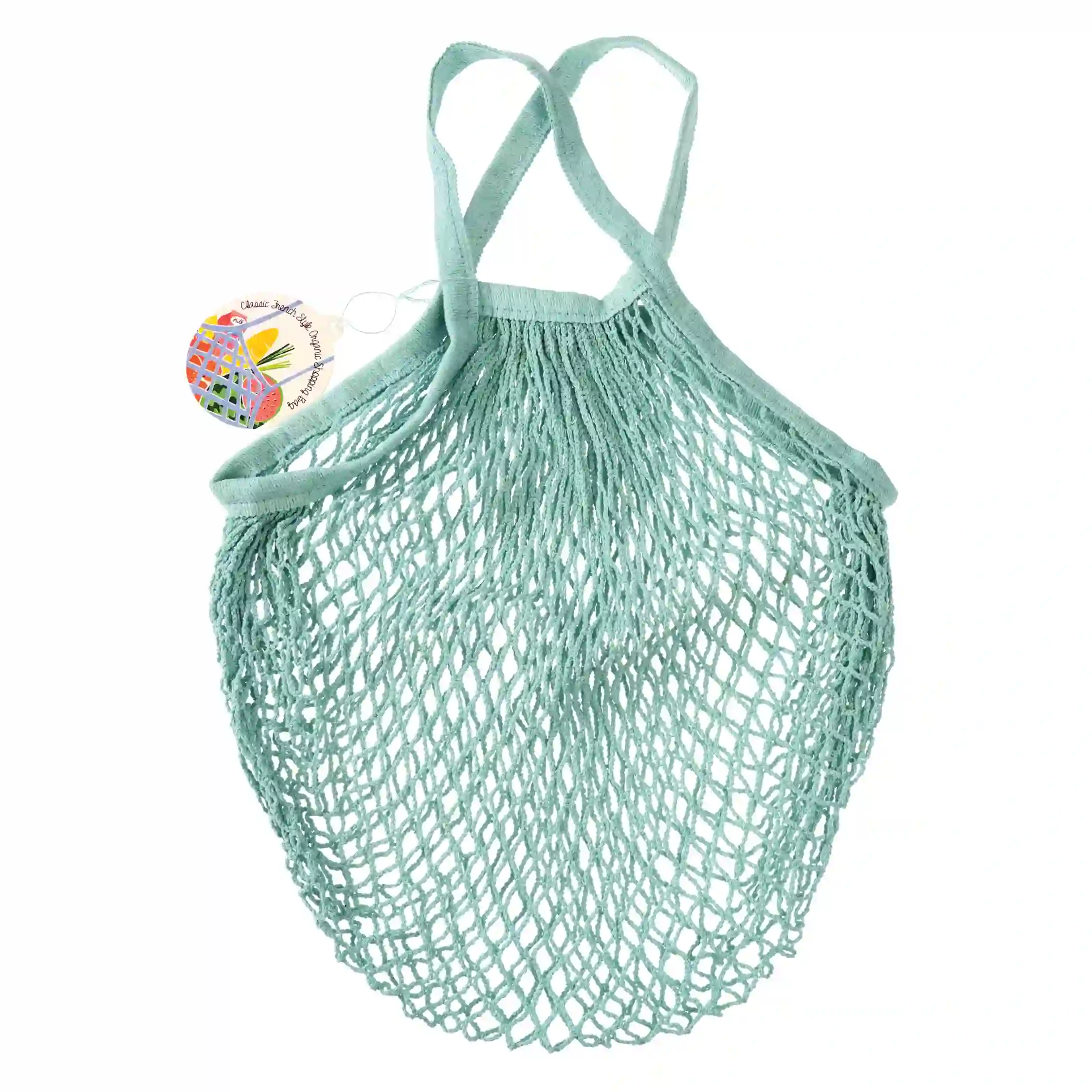 organic cotton net bag - duck egg blue