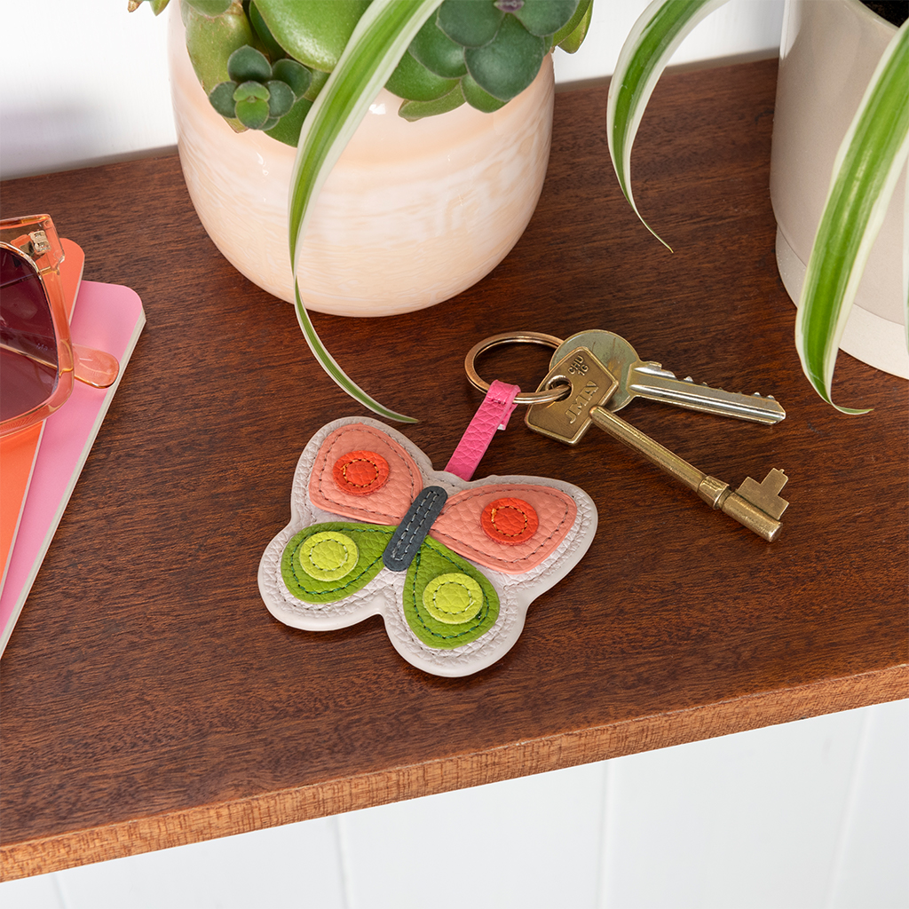 faux leather keyring - butterfly