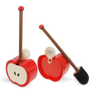toilettenbürste mit wandhalter - roter apfel