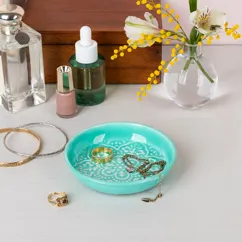 enamel trinket dish - aqua enamel trinket dish - aqua