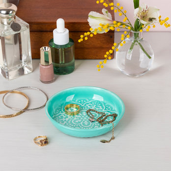 enamel trinket dish (10cm) - aqua