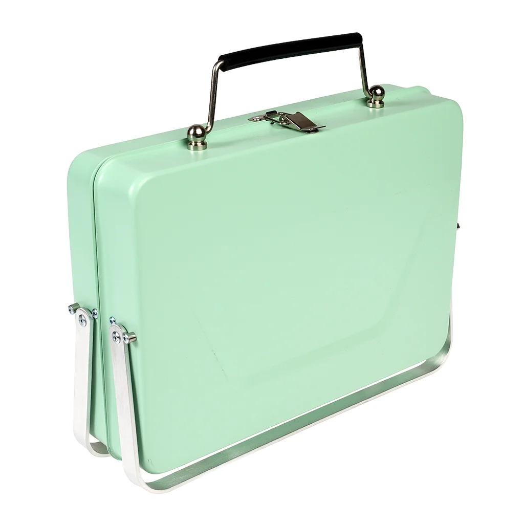 portable suitcase bbq - pistachio