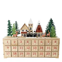 wooden advent calendar with led lighting - carol singers (natural) wooden advent calendar with led lighting - carol singers (natural)