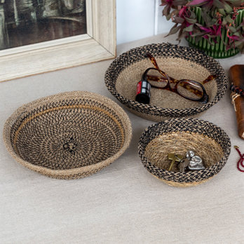 woven seagrass decorative bowl - natural