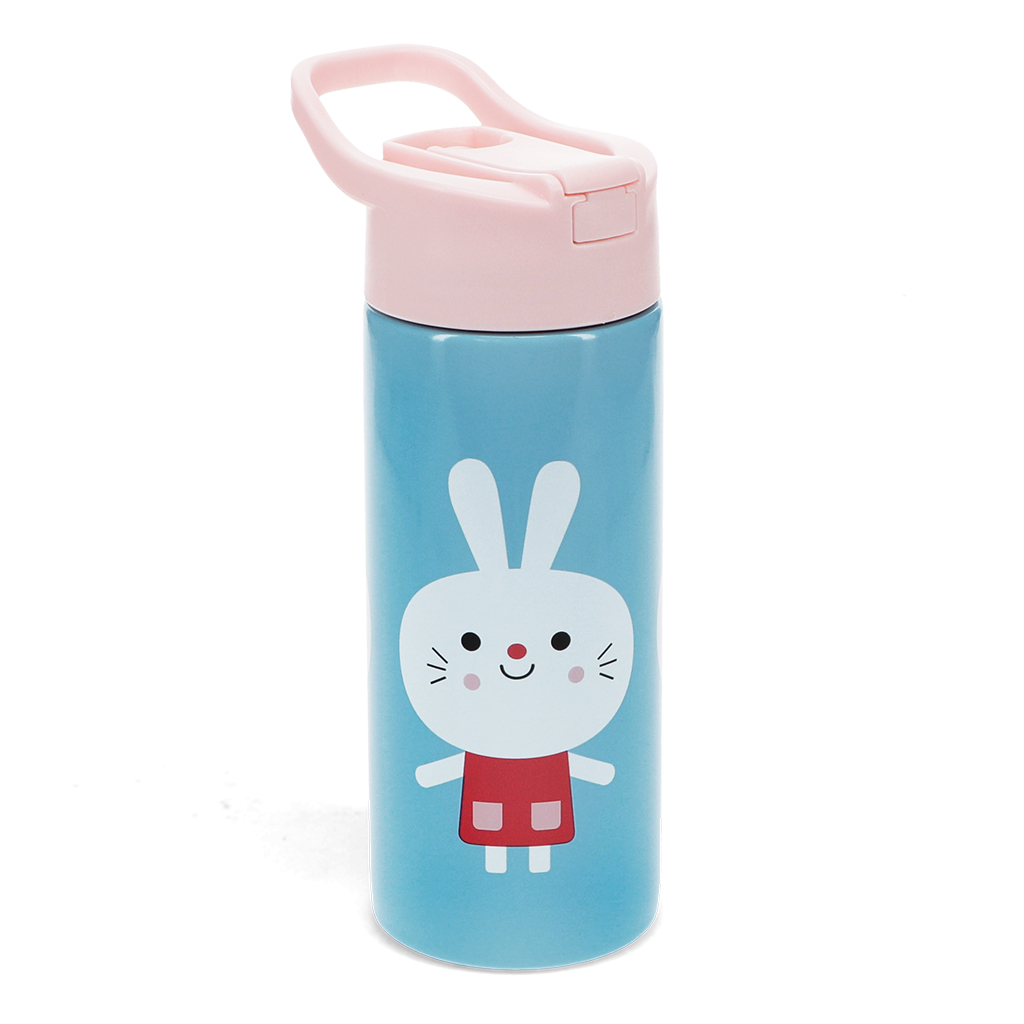 stainless steel bottle with push button lid 500ml - lottie and friends