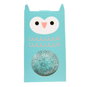 glitter bouncy ball - blue owl