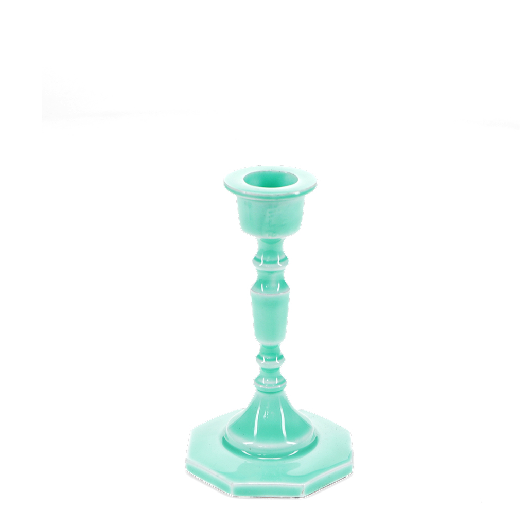 enamel candlestick (13cm) - aqua