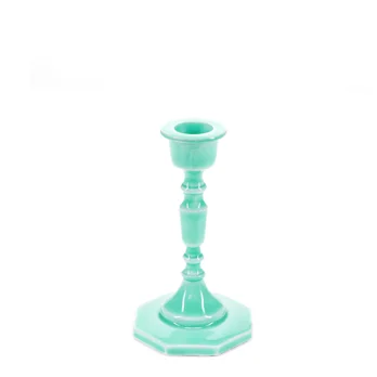 enamel candlestick (13cm) - aqua enamel candlestick (13cm) - aqua