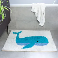tufted cotton bath mat - whale tufted cotton bath mat - whale