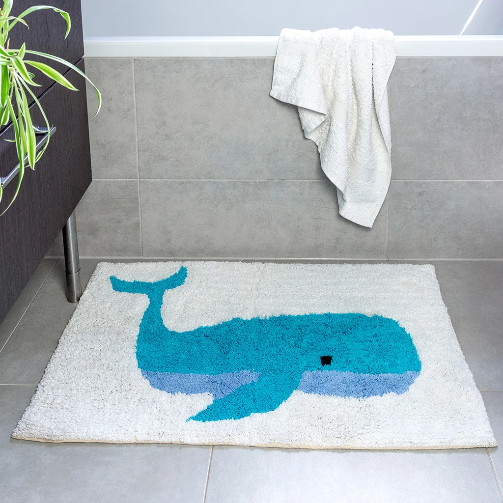 tufted cotton bath mat - whale