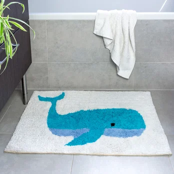 tufted cotton bath mat - whale tufted cotton bath mat - whale