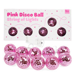 lichterkette mit 10 led-discokugeln – pink