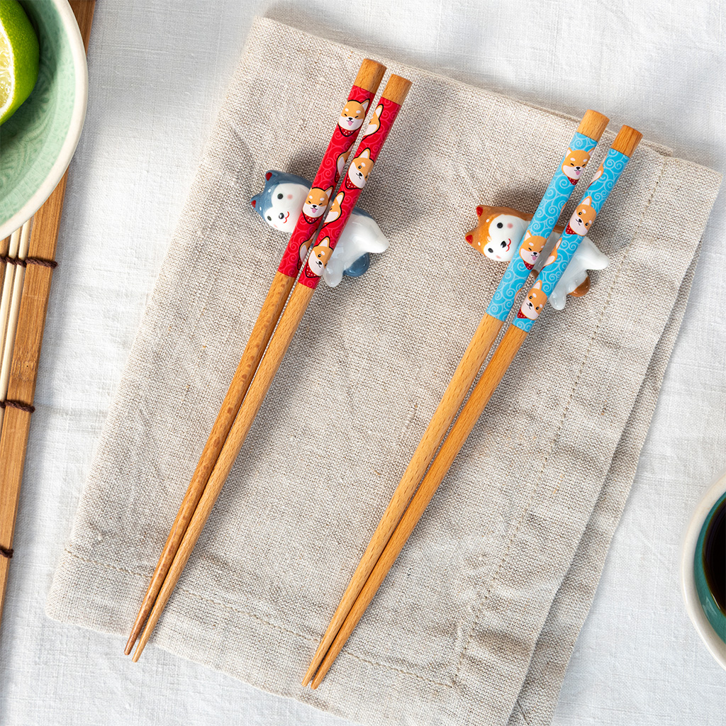 chopsticks and rests set - dog