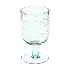 stemmed hand blown bubble glass 350ml - blue