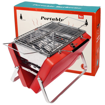 portable suitcase bbq - red