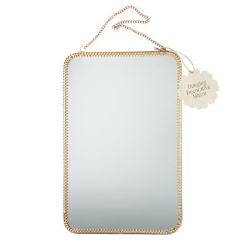 rectangular hanging mirror (29cm x 19cm) - gold tone