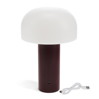 tischlampe in pilzform mit usb-ladefunktion - braun