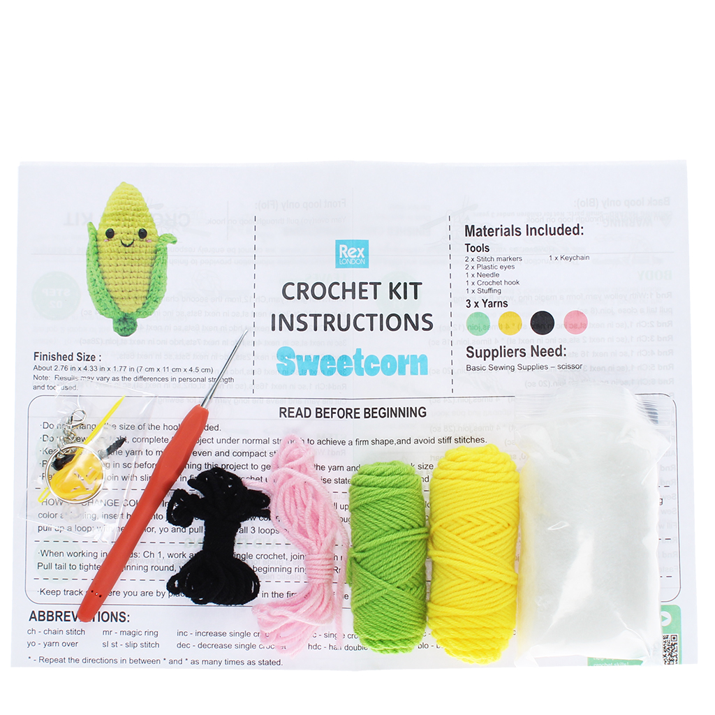 crochet keyring kit - sweetcorn