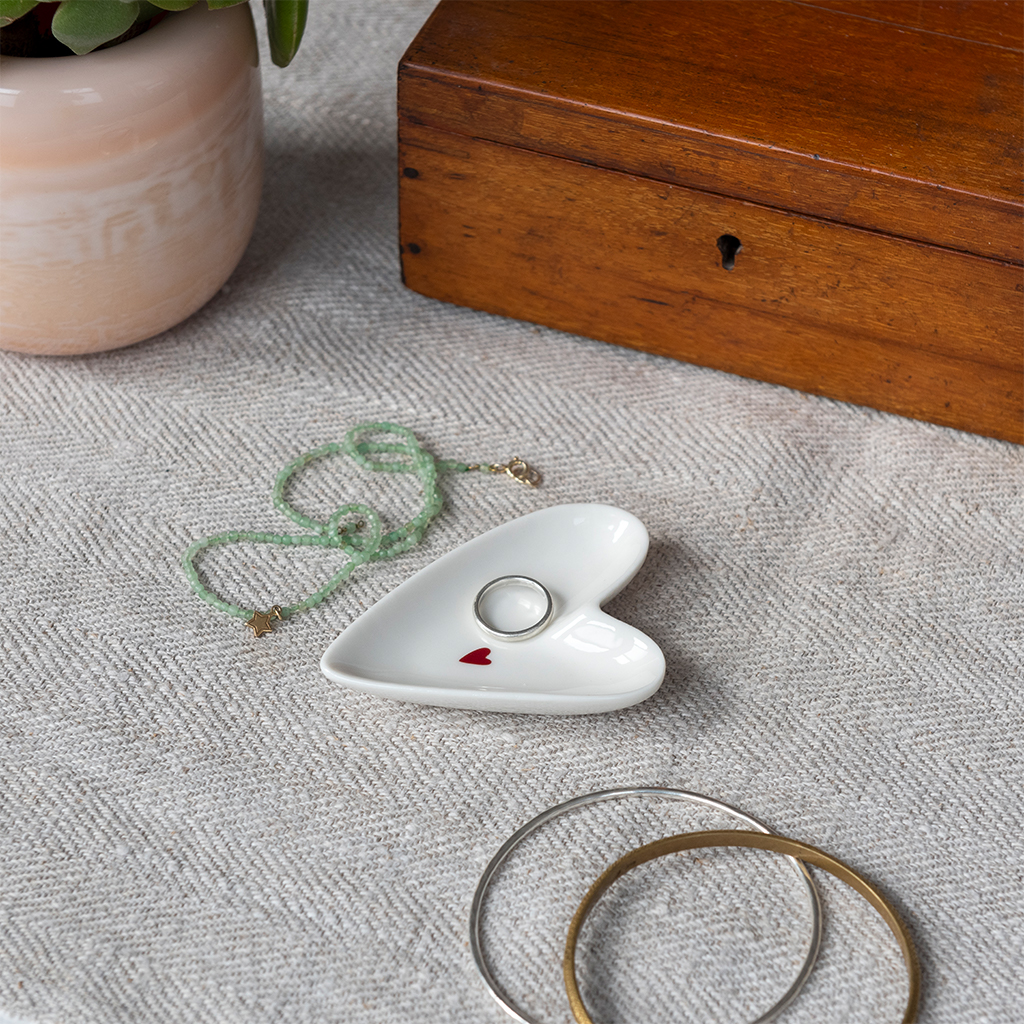 mini glossy ceramic trinket dish - heart