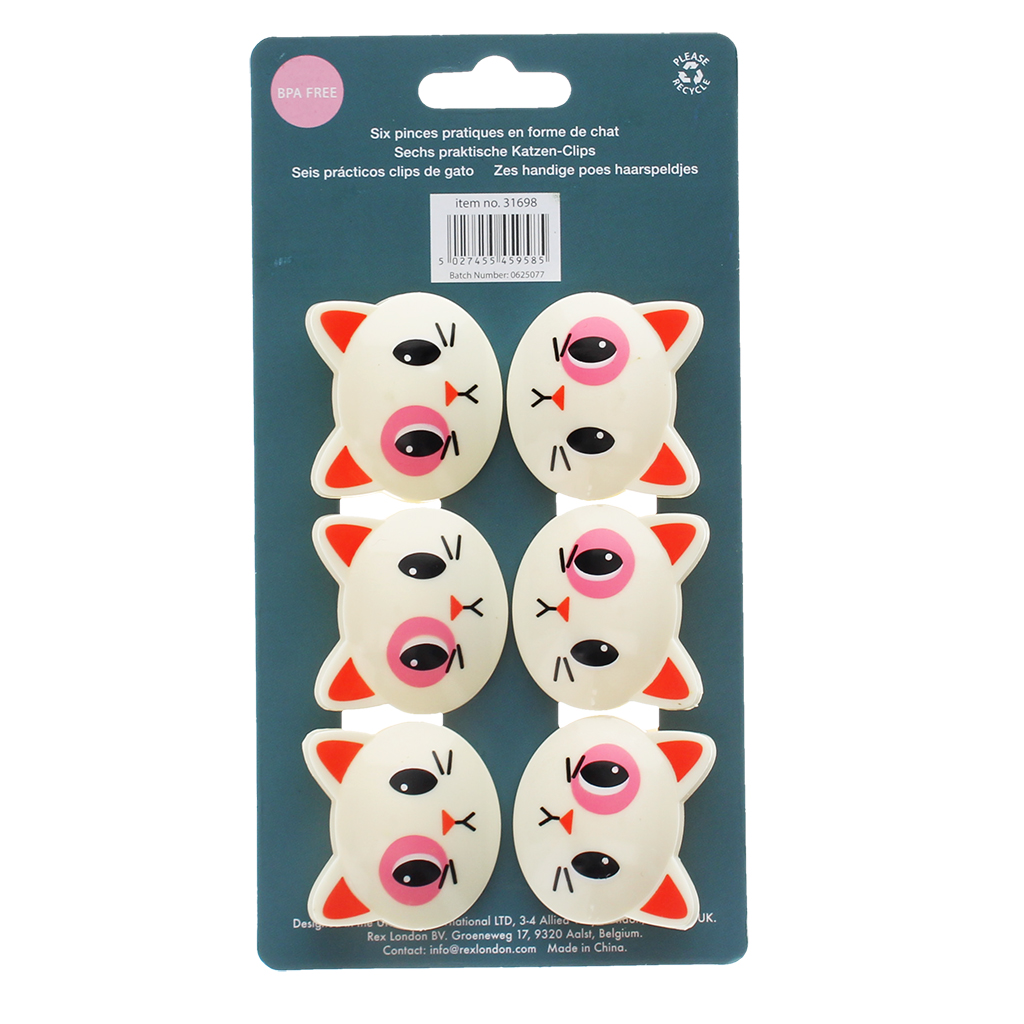bag clips (set of 6) - cat