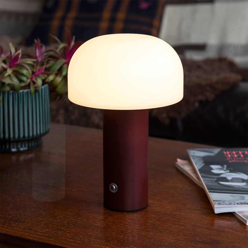 usb rechargeable mushroom touch lamp - brown