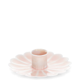 enamel flat flower candle holder - soft pink