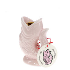 keramik-kerzenständer (12 cm) – rosa fisch