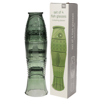 verres empilables en forme de poisson (lot de 4) - verts