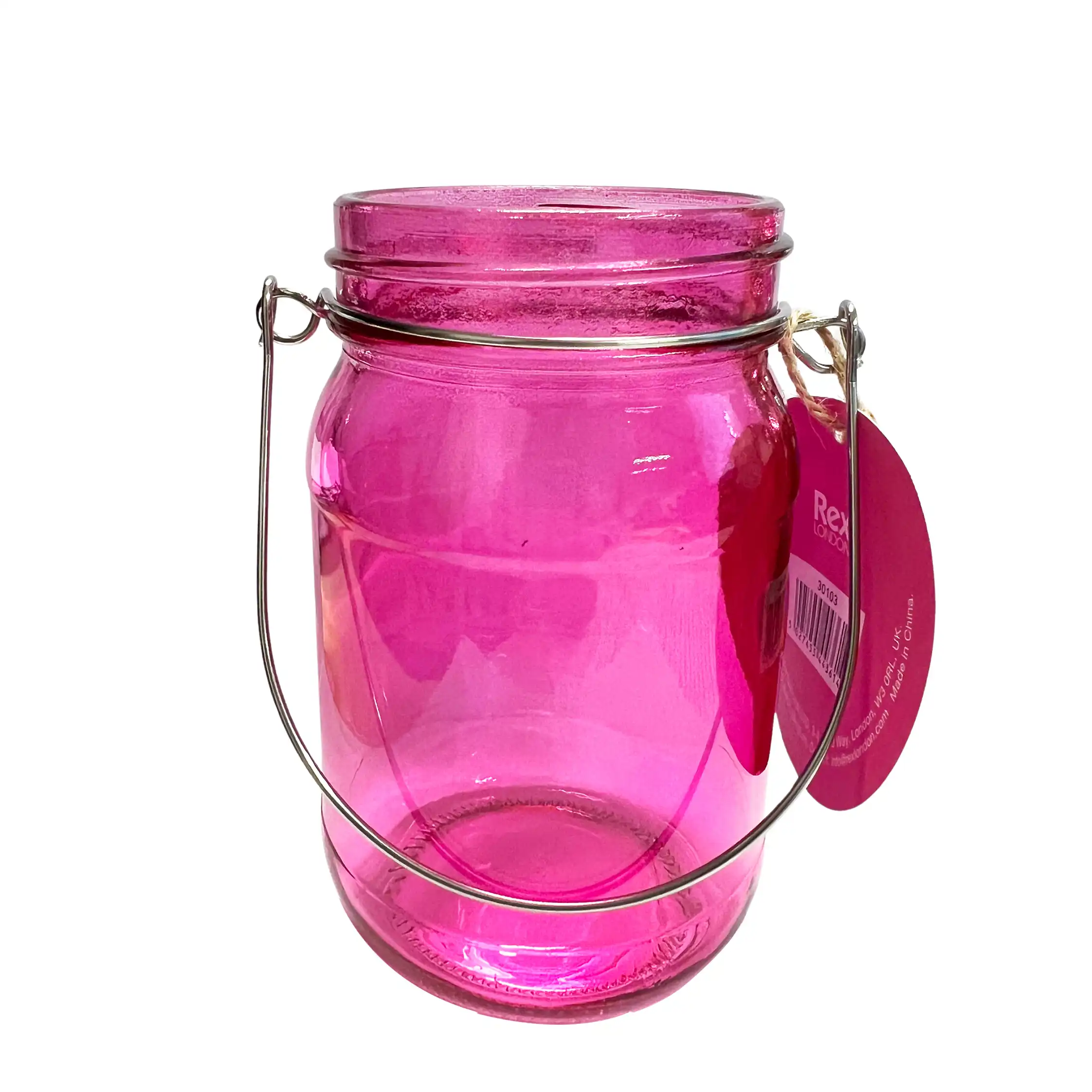 pinkfarbener teelichthalter marmeladenglas