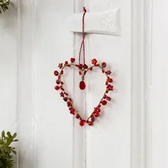 handgefertigte herzdekoration mit perlen (7x7cm) - rot handgefertigte herzdekoration mit perlen (7x7cm) - rot