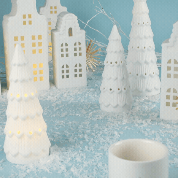 matt ceramic led light decoration - medium house