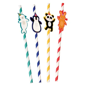 party straws (pack of 4) - party animals party straws (pack of 4) - party animals
