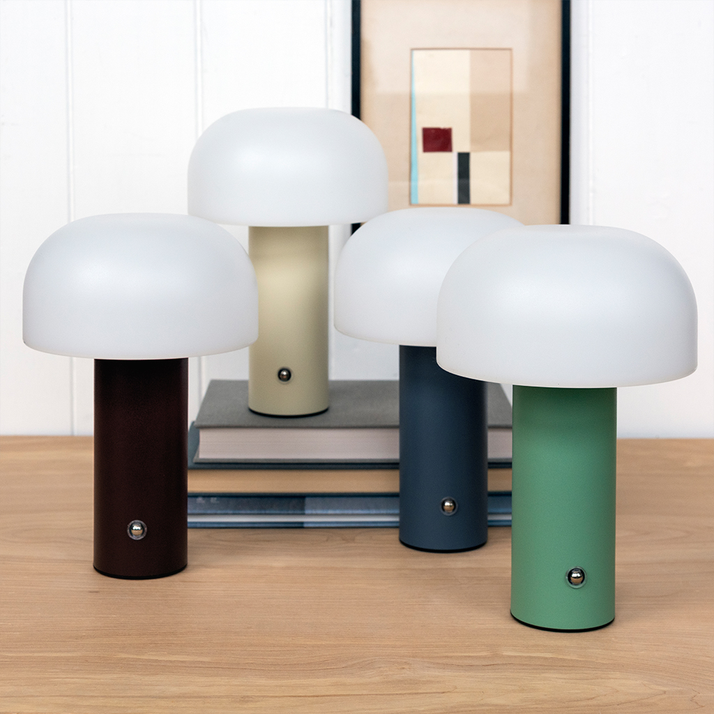 usb rechargeable mushroom touch lamp - brown