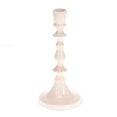 enamel candlestick (19cm) - soft pink enamel candlestick (19cm) - soft pink