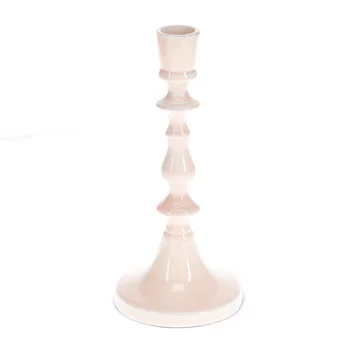 enamel candlestick (19cm) - soft pink enamel candlestick (19cm) - soft pink