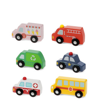 wooden car playset of 6