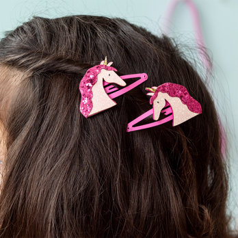 barrettes cheveux à paillettes - licorne