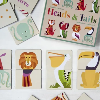 heads and tails game - colourful creatures heads and tails game - colourful creatures