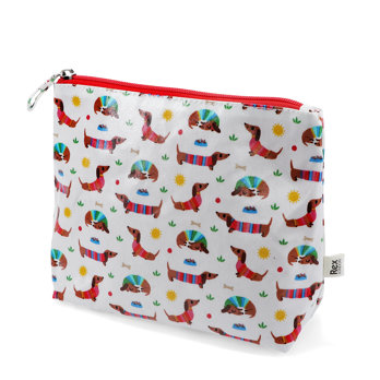 children's wash bag - sunny sausage dog