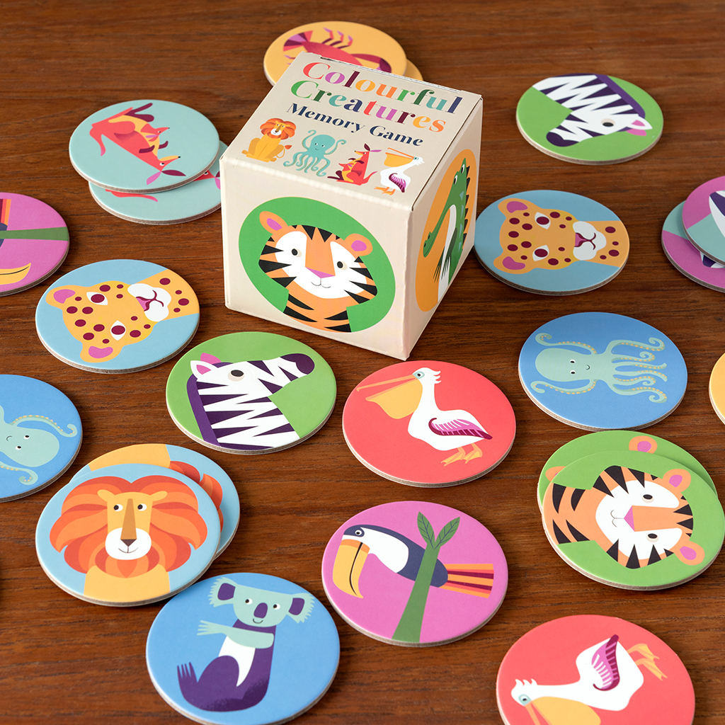 jeu de mémoire colourful creatures (24 pièces)