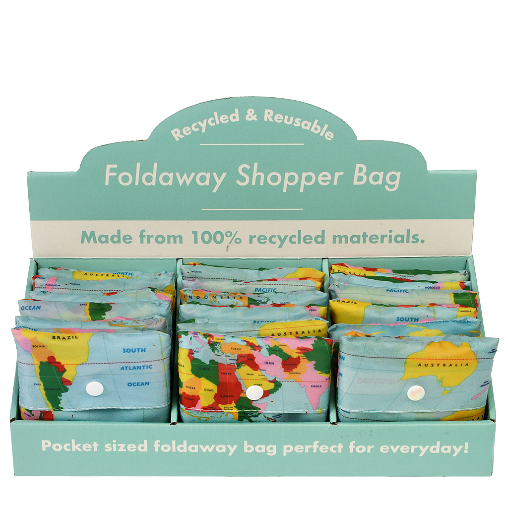 sac à provisions pliable recyclé world map