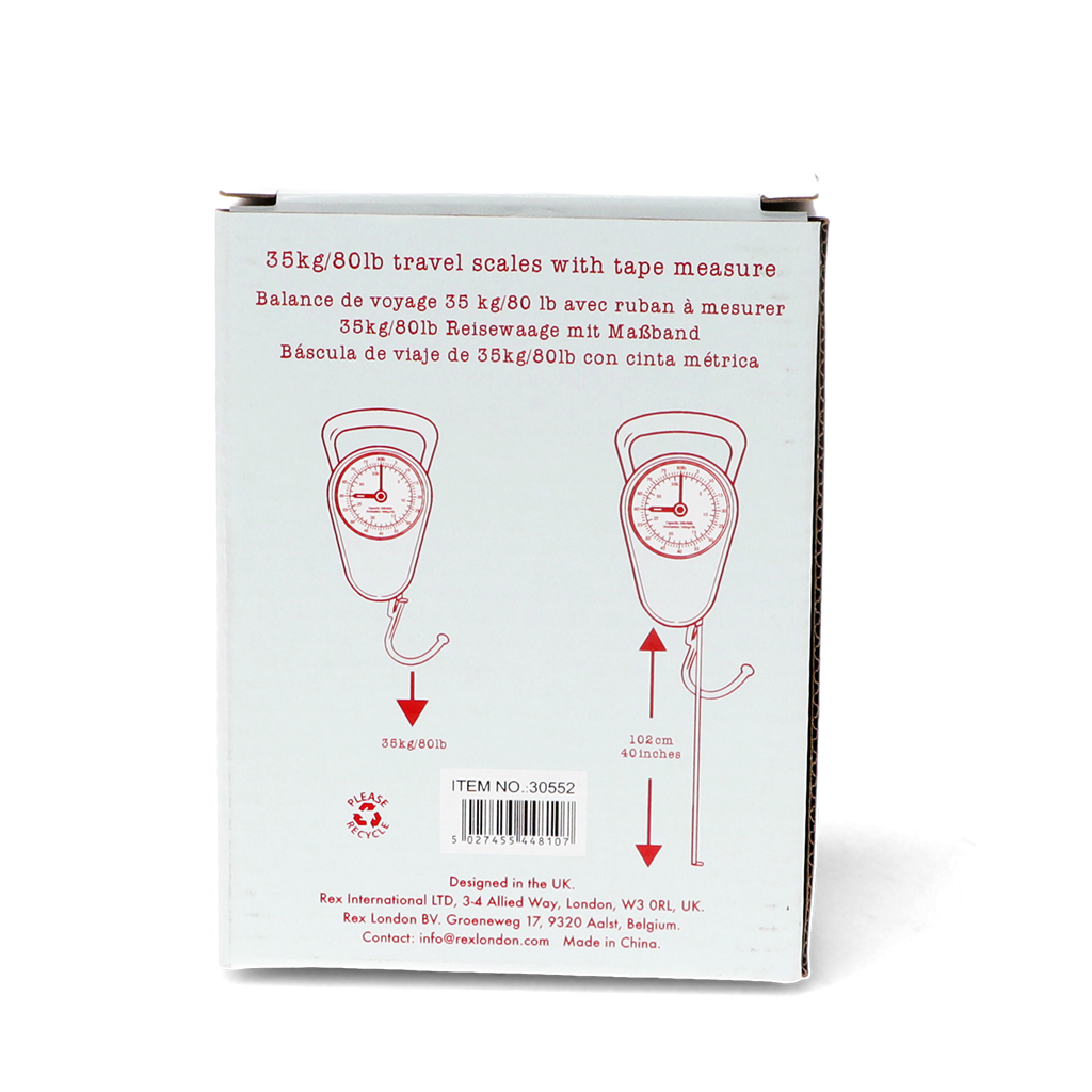 travel scales with tape measure - red