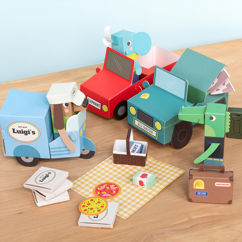 3d card craft playset - animal automobiles