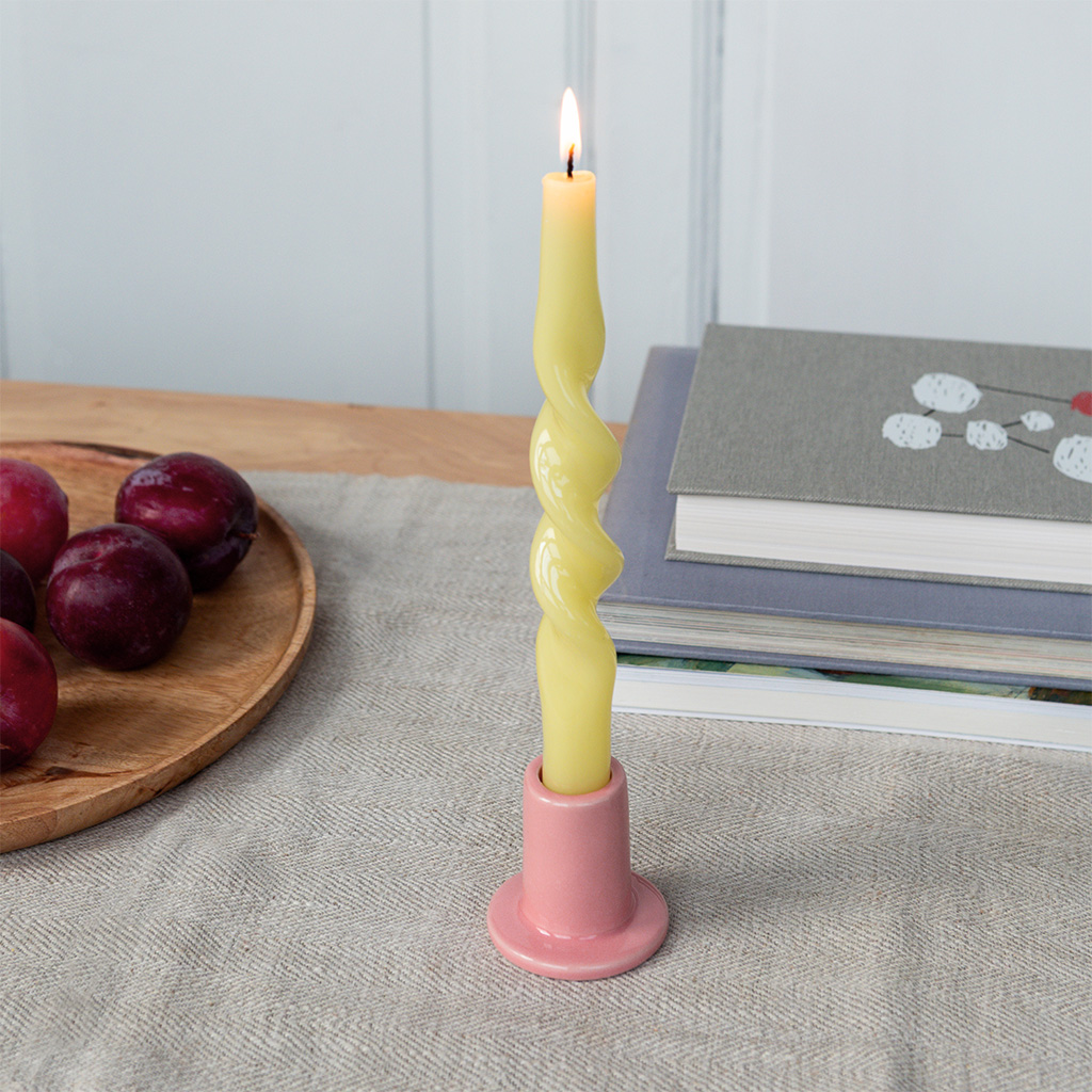 ceramic tube candle holder - pink