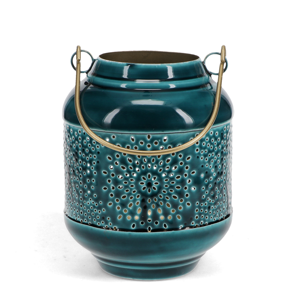 enamel tealight lantern - blue