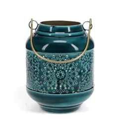 enamel tealight lantern - blue enamel tealight lantern - blue