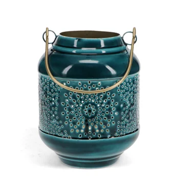 enamel tealight lantern - blue enamel tealight lantern - blue